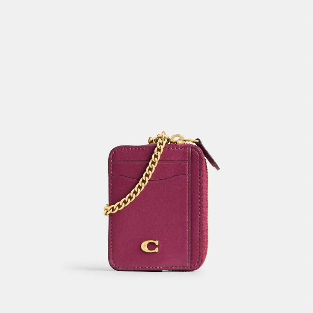 [READY STOCK MY] COACH Essential Chain Card Case in Pink (CAH08)