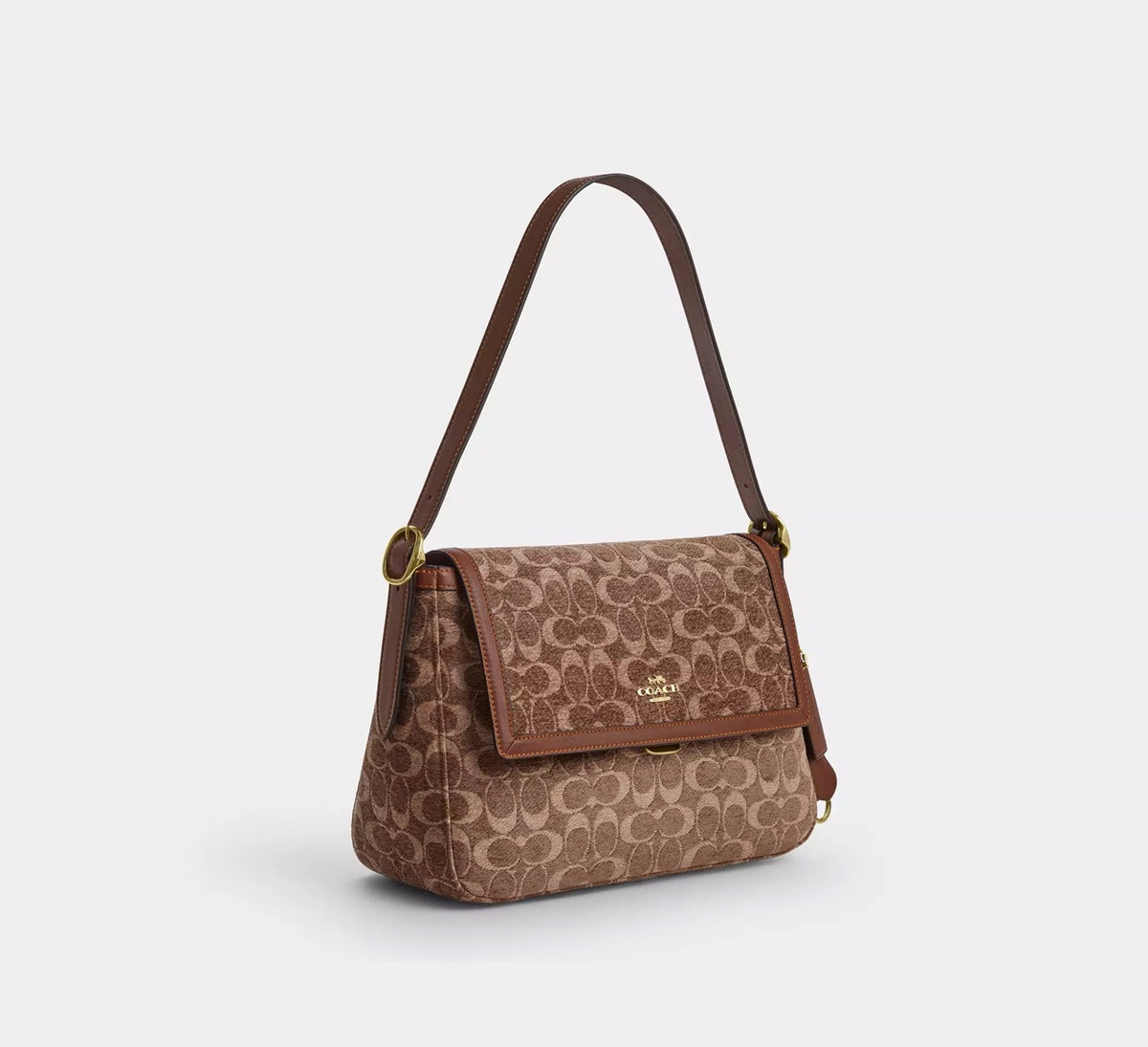 [WEB EXCLUSIVE][READY STOCK MY] [READY STOCK MY] Coach Etta Flap Bag In Signature Chenille in Light Khaki/Vintage Brown (CCE58)