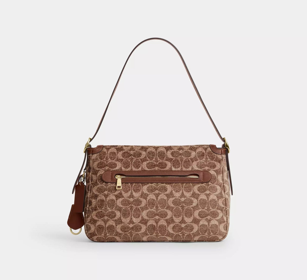 [WEB EXCLUSIVE][READY STOCK MY] [READY STOCK MY] Coach Etta Flap Bag In Signature Chenille in Light Khaki/Vintage Brown (CCE58)