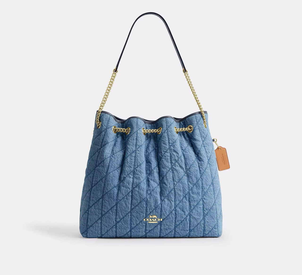 [READY STOCK MY] COACH Evelyn Large Shoulder Bag In Regenerative Cotton With Quilting in Indigo (CDC01)