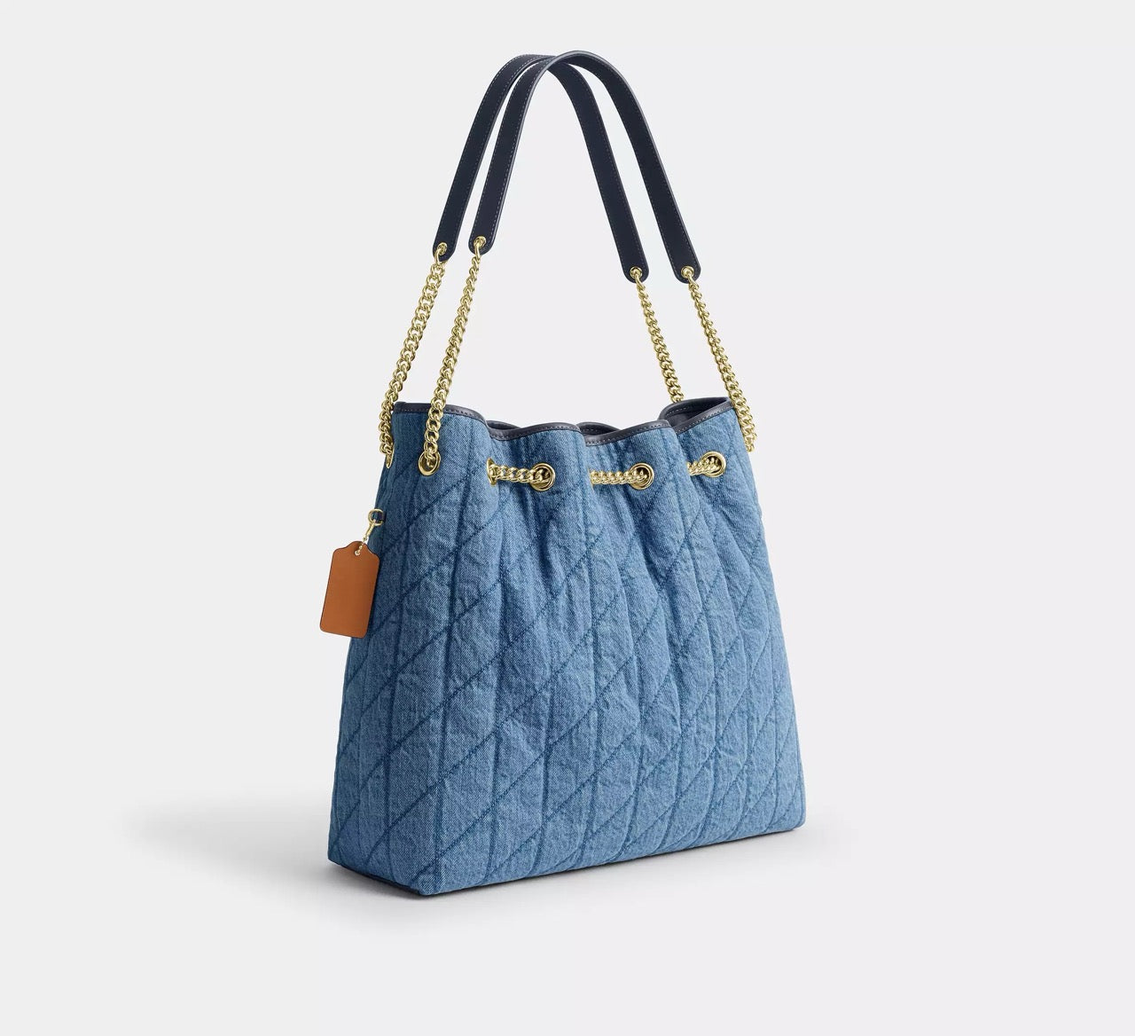 [READY STOCK MY] COACH Evelyn Large Shoulder Bag In Regenerative Cotton With Quilting in Indigo (CDC01)