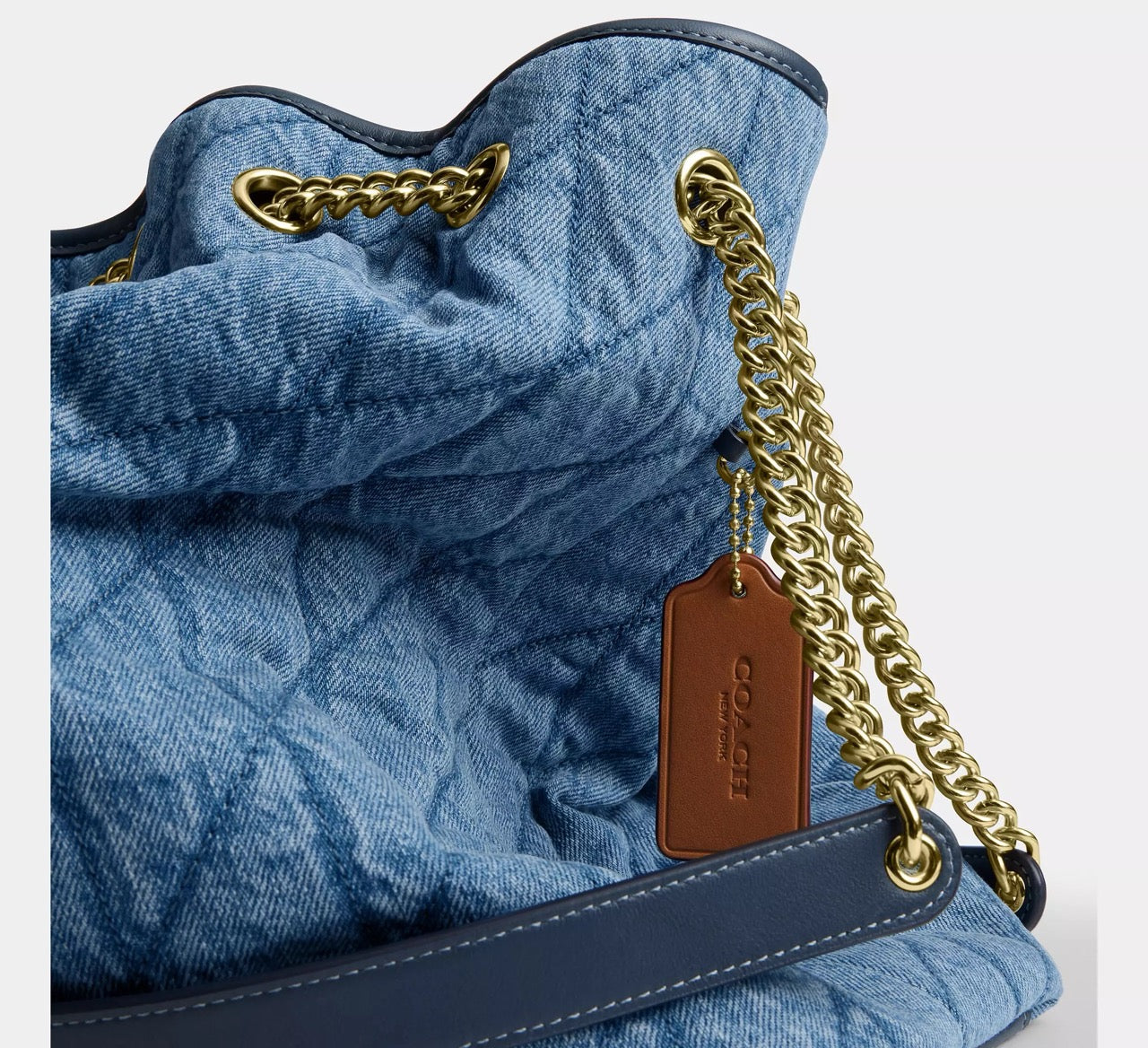 [READY STOCK MY] COACH Evelyn Large Shoulder Bag In Regenerative Cotton With Quilting in Indigo (CDC01)