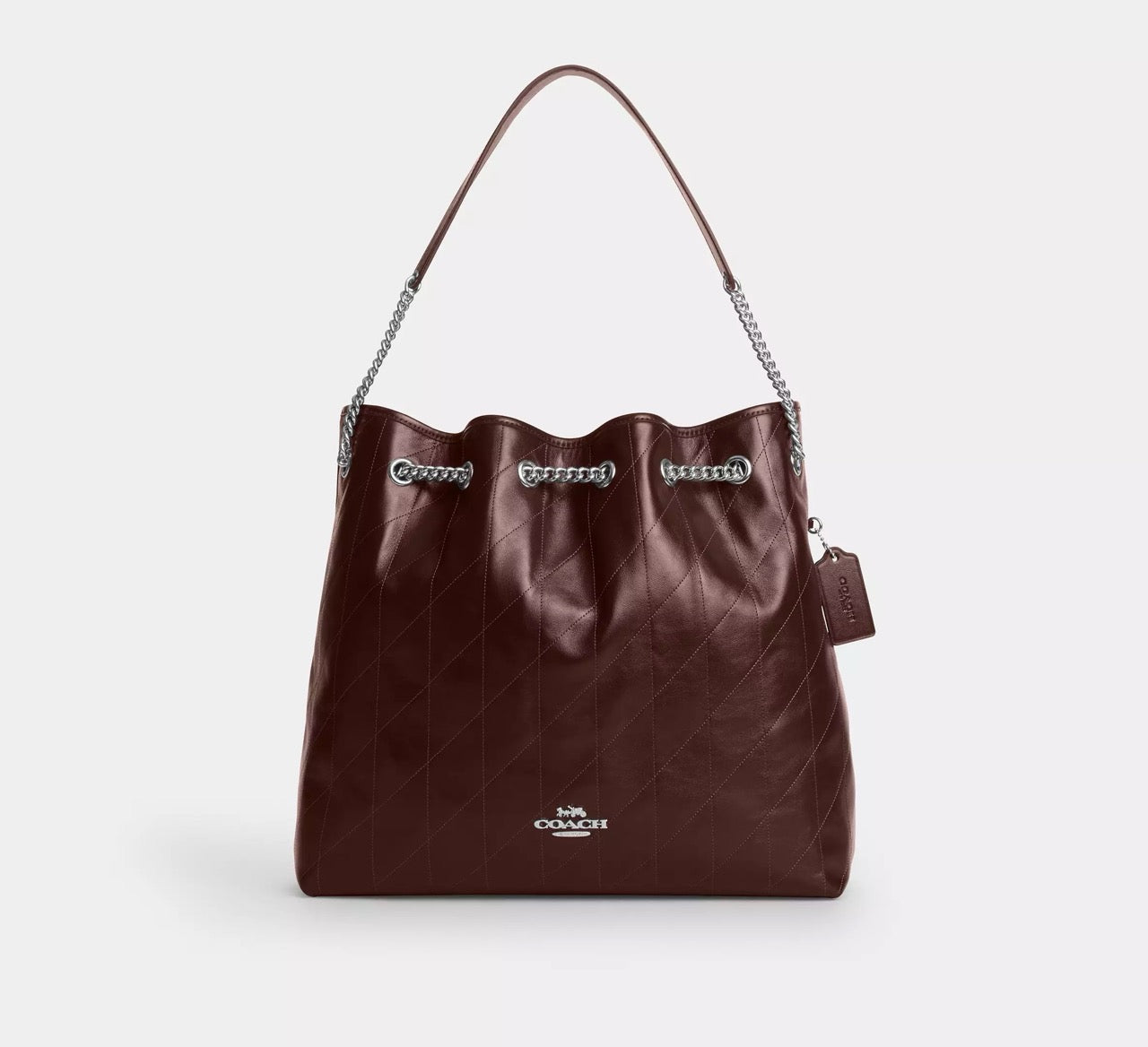 [READY STOCK MY] COACH Evelyn Large Shoulder Bag With Quilting in Maple (CCZ81)