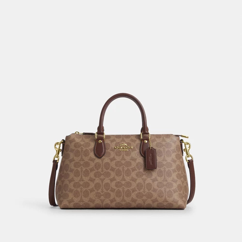 [INCOMING ETA 30 DAYS] COACH Georgia Satchel Bag In Signature Canvas in Tan/Brown (CW422)