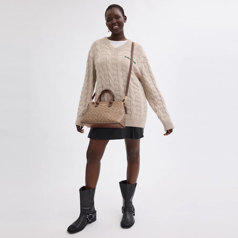 [INCOMING ETA 30 DAYS] COACH Georgia Satchel Bag In Signature Canvas in Tan/Brown (CW422)