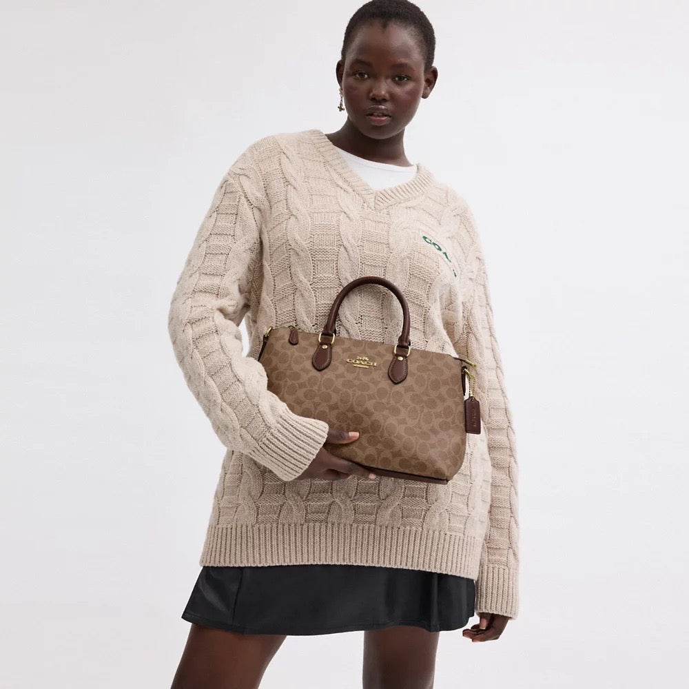 [INCOMING ETA 30 DAYS] COACH Georgia Satchel Bag In Signature Canvas in Tan/Brown (CW422)