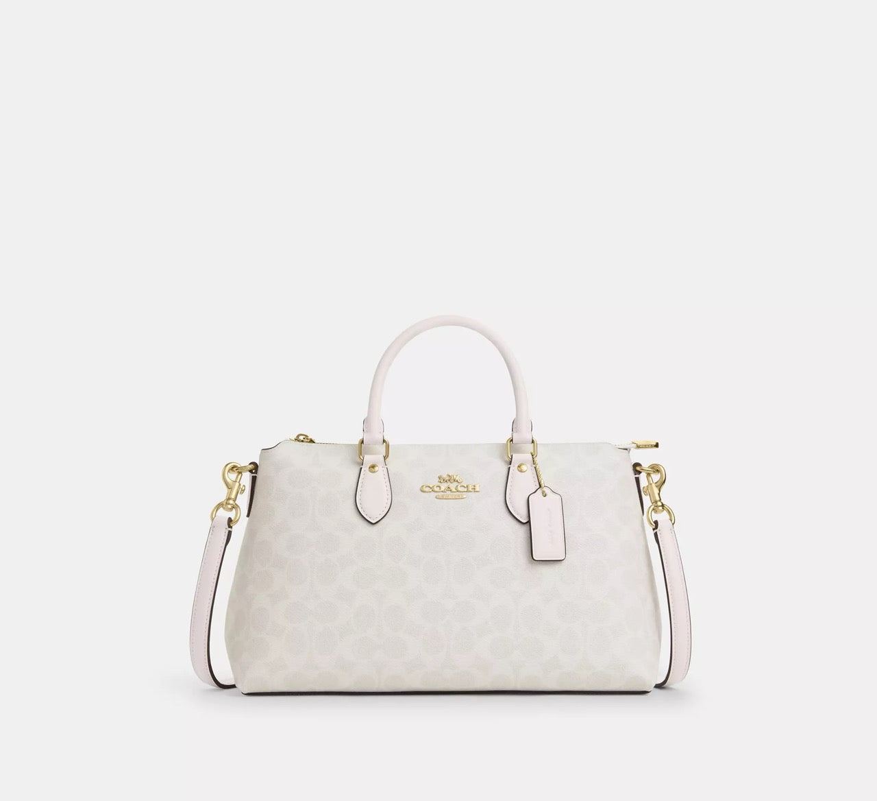 [READY STOCK MY] COACH Georgia Satchel Bag In Signature Canvas in White/Chalk (CW422)
