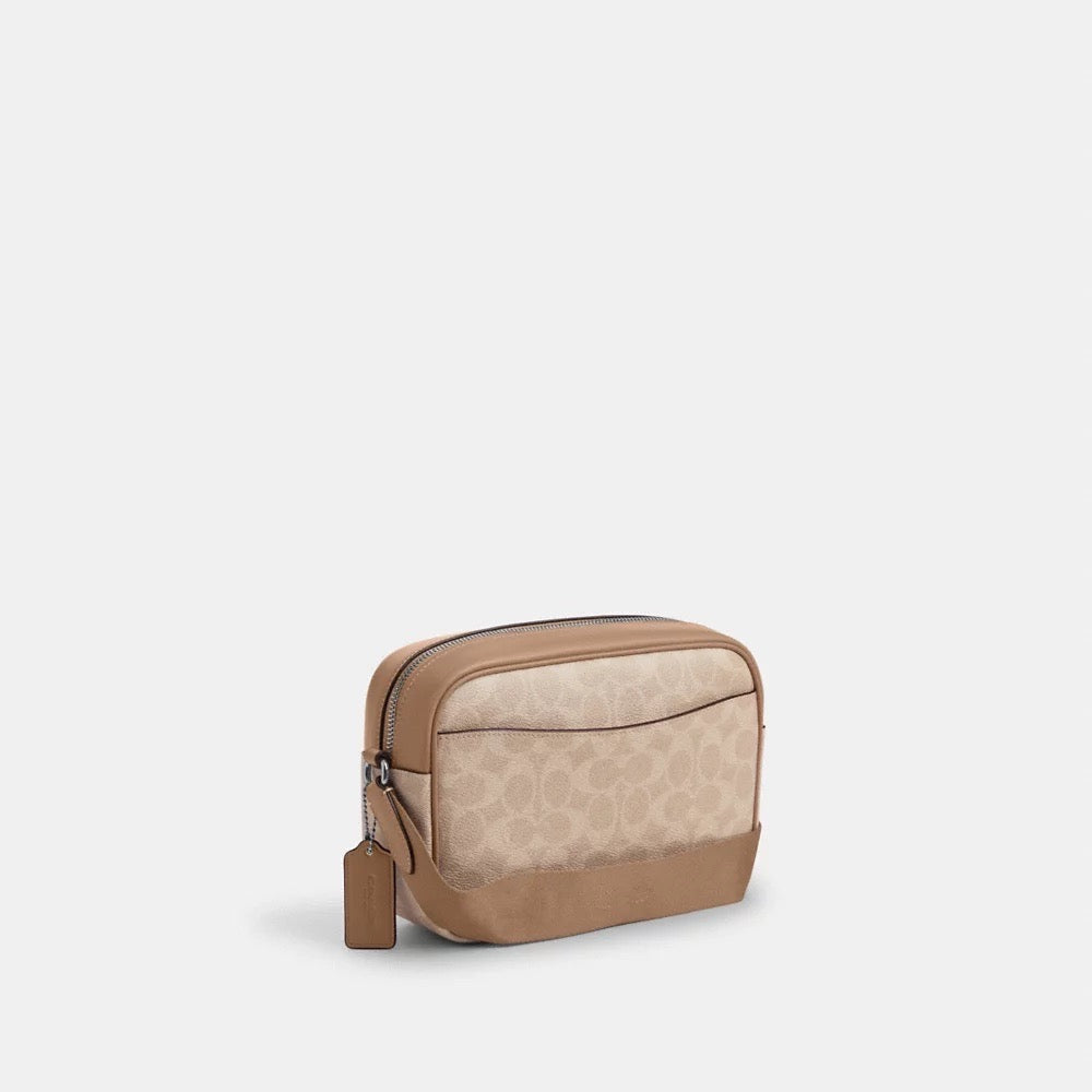 [READY STOCK MY] COACH Jamie Camera Bag In Signature Canvas With Stripe in Sand/Taupe (CZ185)