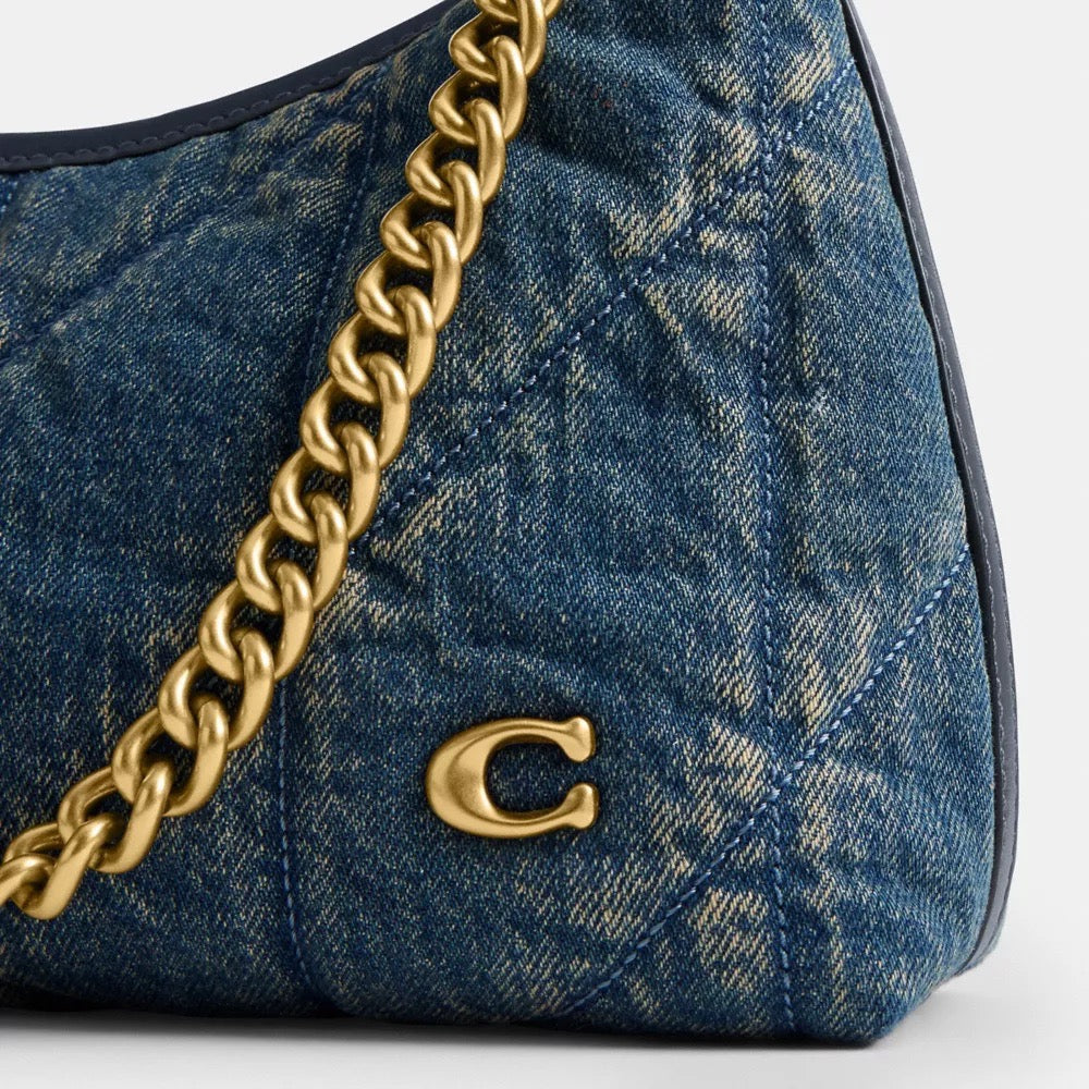 [INCOMING ETA 30 DAYS] Coach Juliet Shoulder Bag 25 In Regenerative Cotton Denim With Quilting in Dark Indigo (CDZ67)