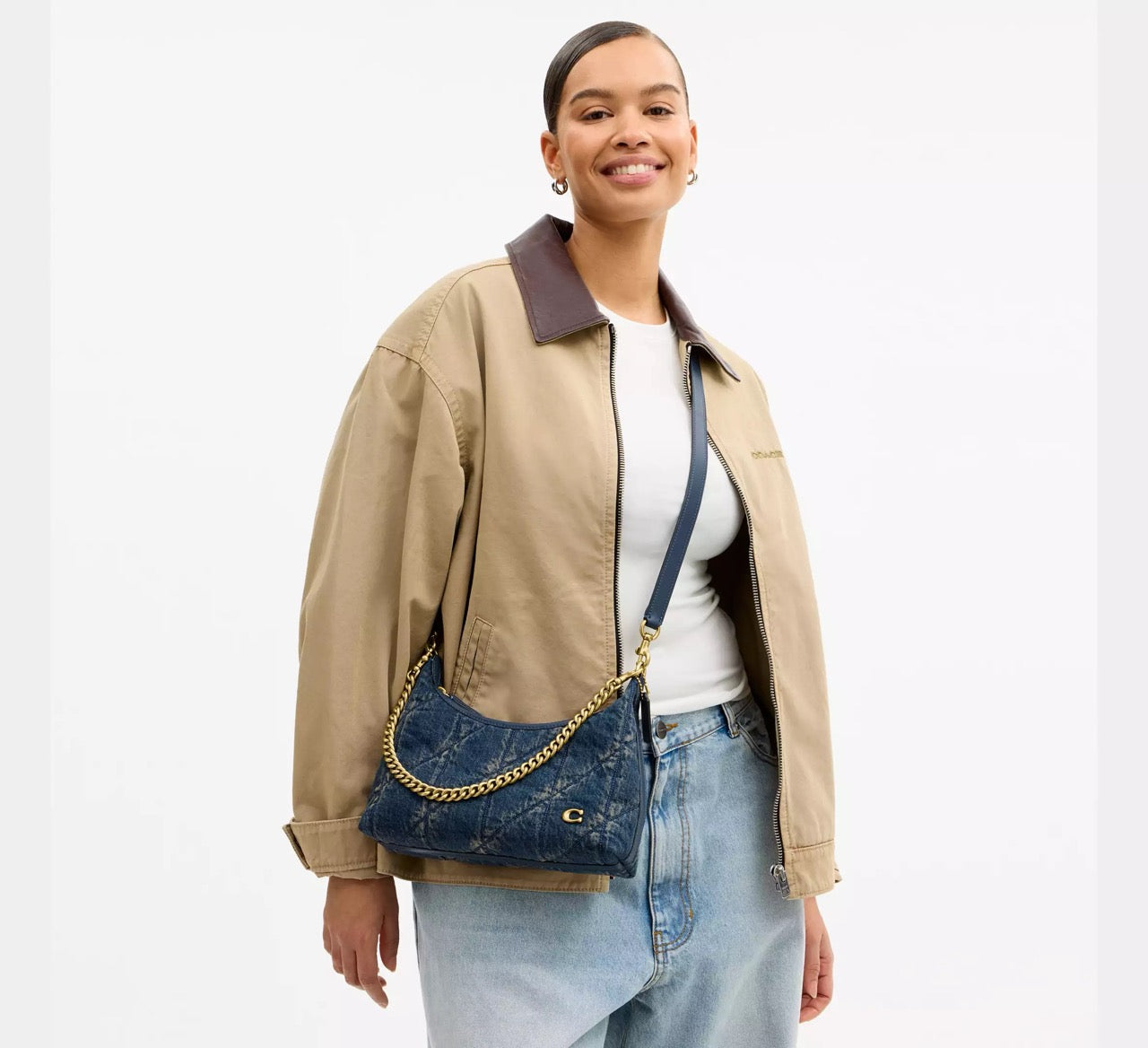 [INCOMING ETA 30 DAYS] Coach Juliet Shoulder Bag 25 In Regenerative Cotton Denim With Quilting in Dark Indigo (CDZ67)