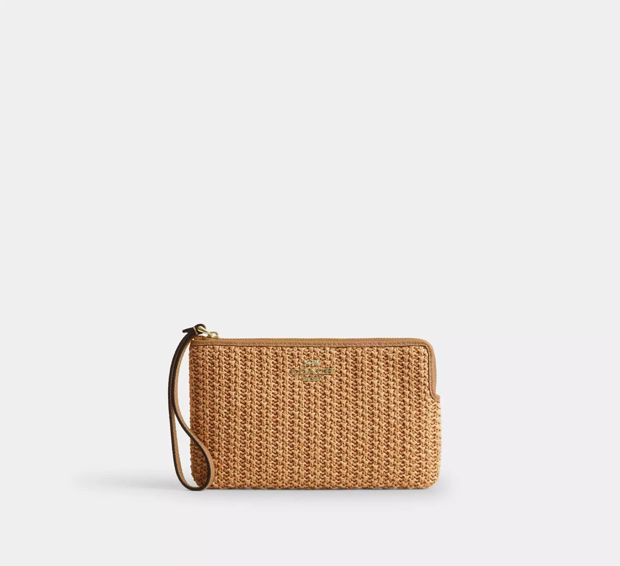 [READY STOCK MY] COACH Large Corner Zip Wristlet in Toast (CEF69)