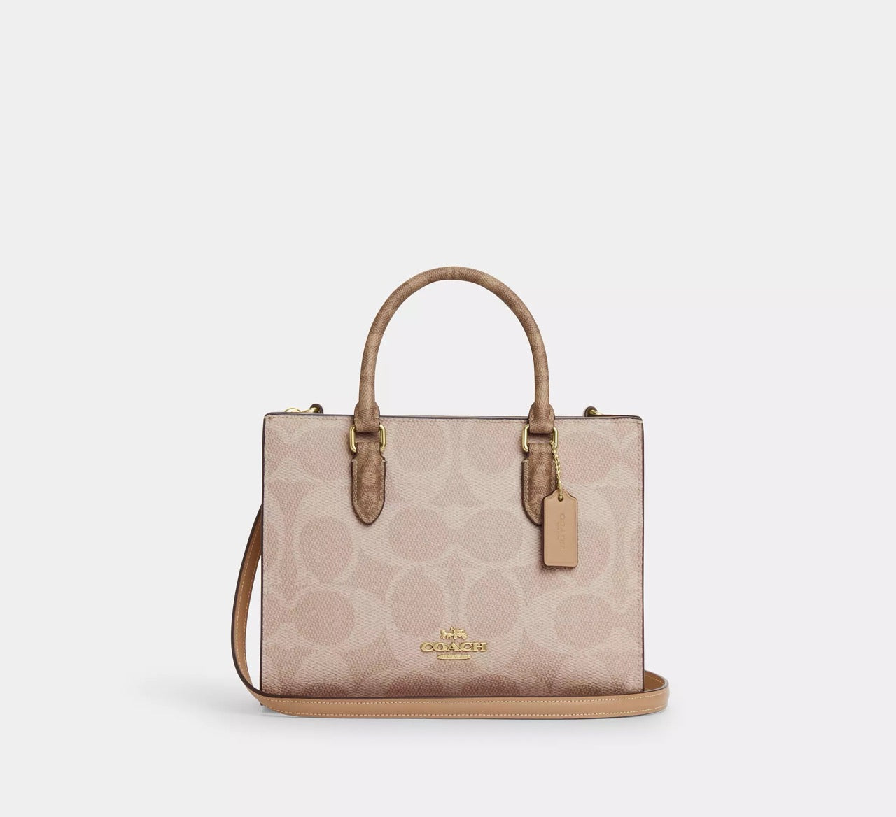 [READY STOCK MY] COACH Maggie Small Tote Bag In Blocked Signature Canvas in Sand/Tan (CY676)