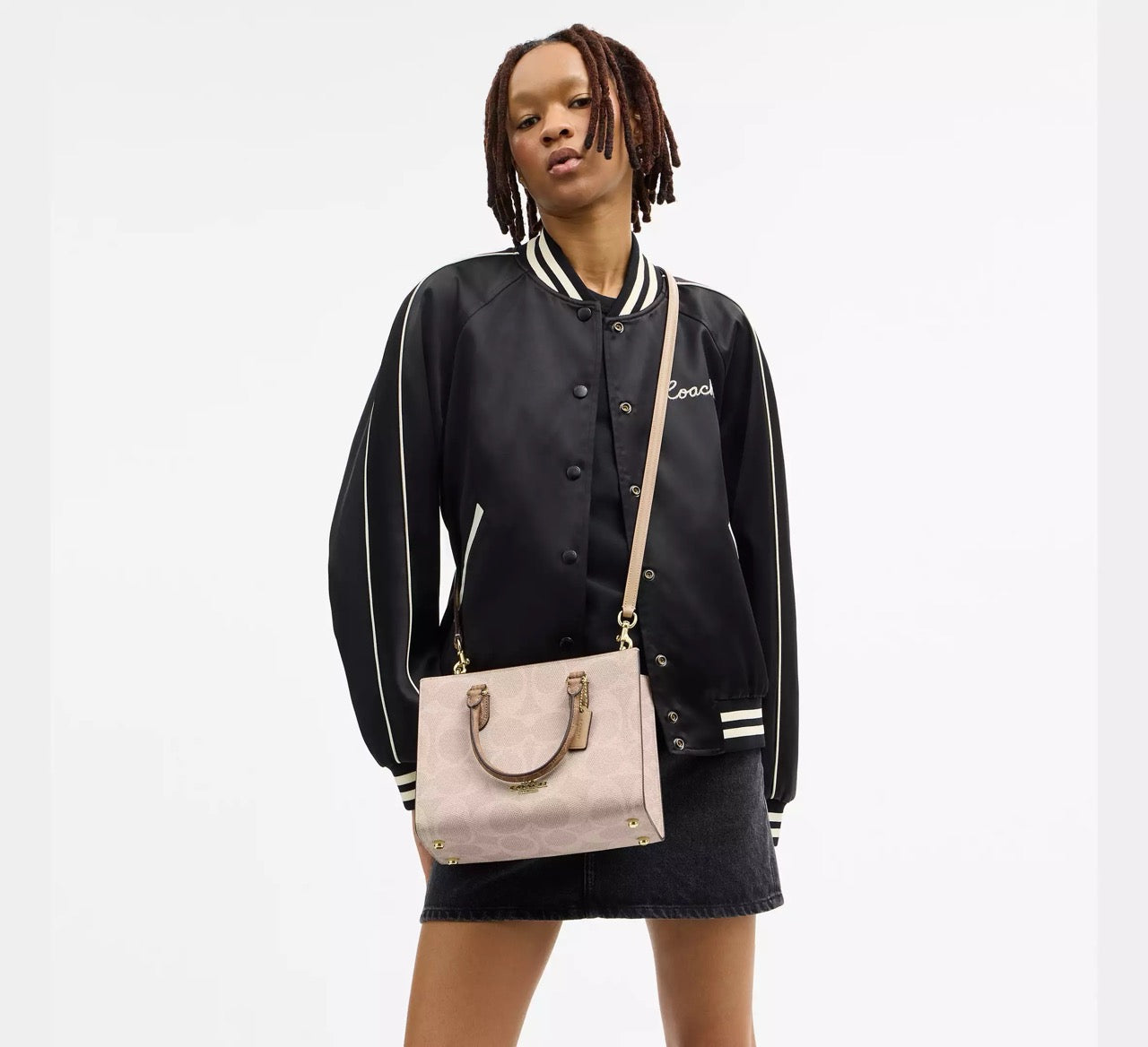 [READY STOCK MY] COACH Maggie Small Tote Bag In Blocked Signature Canvas in Sand/Tan (CY676)