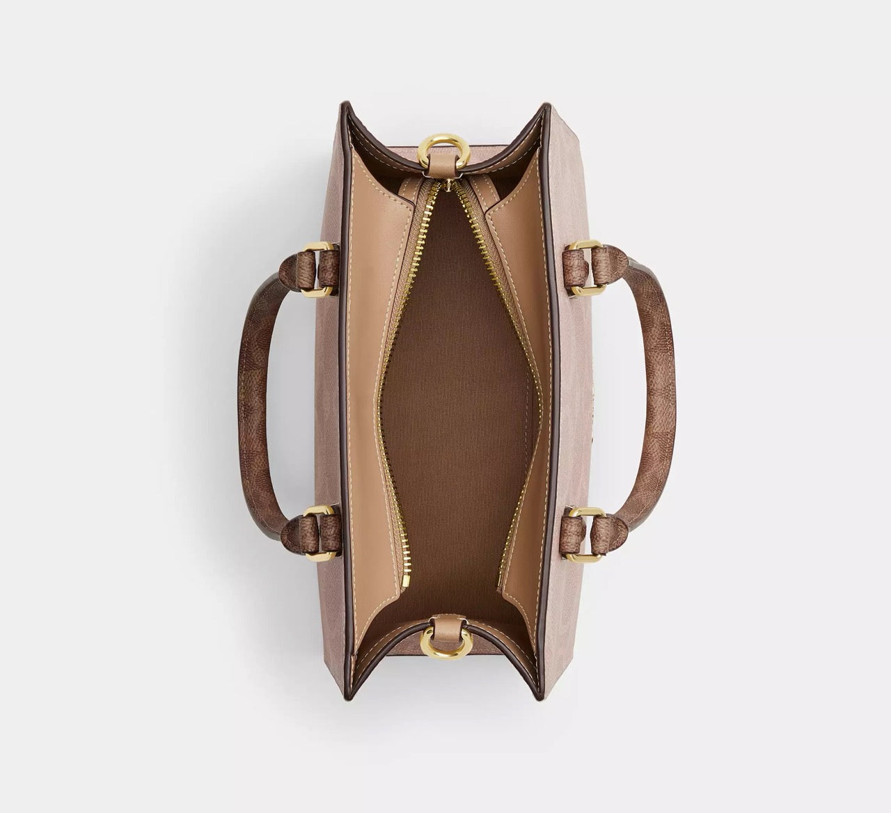 [READY STOCK MY] COACH Maggie Small Tote Bag In Blocked Signature Canvas in Sand/Tan (CY676)