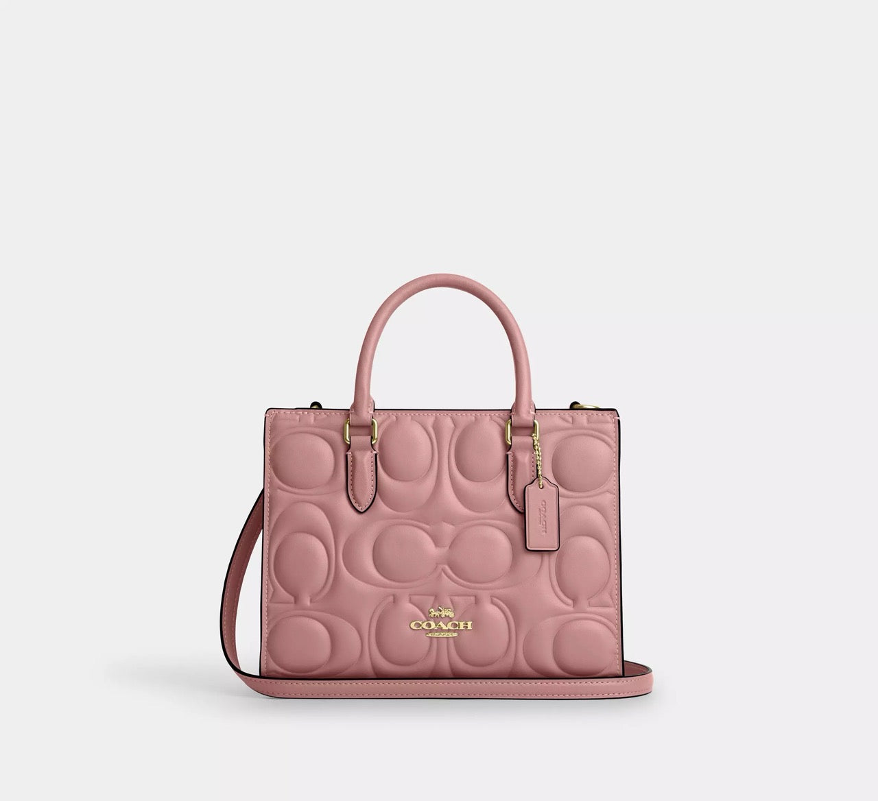 [READY STOCK MY] COACH Maggie Small Tote Bag In Signature Leather in Pink Petal (CY670)