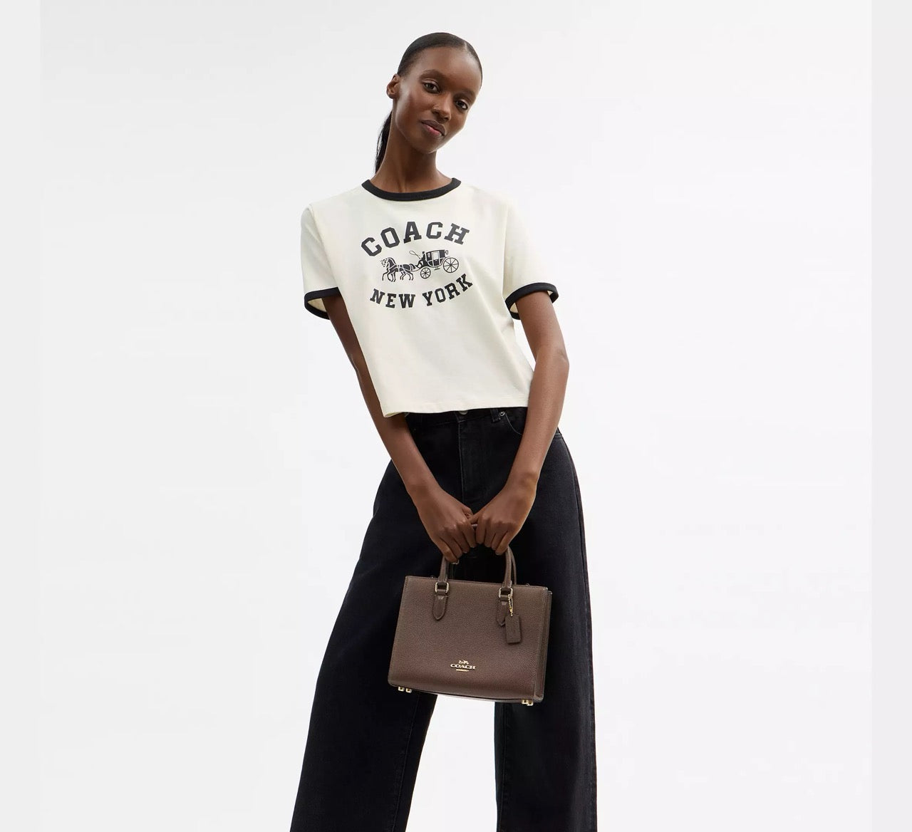 [READY STOCK MY] COACH Maggie Small Tote Bag in Dark Stone (CY668)