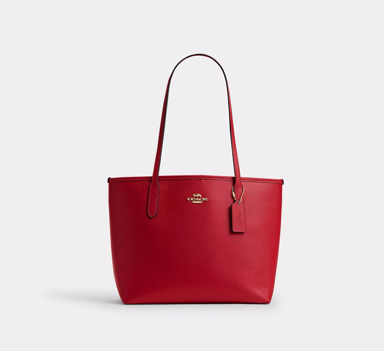 [READY STOCK MY] Coach Medium City Tote Bag in Bright Cardinal (CDX83)
