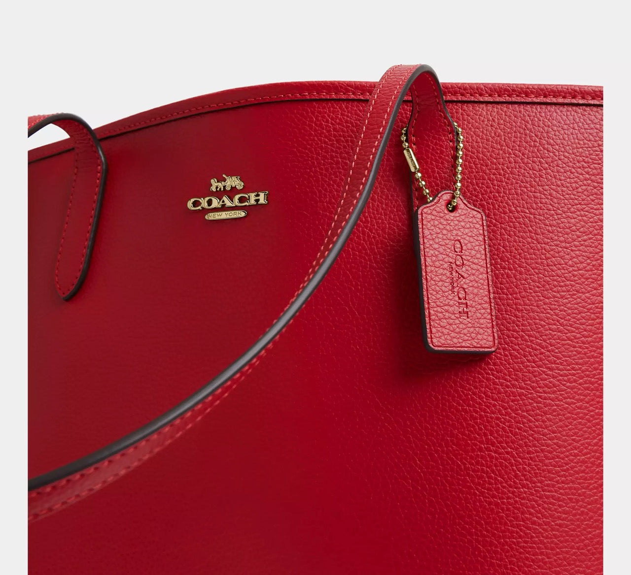 [READY STOCK MY] Coach Medium City Tote Bag in Bright Cardinal (CDX83)