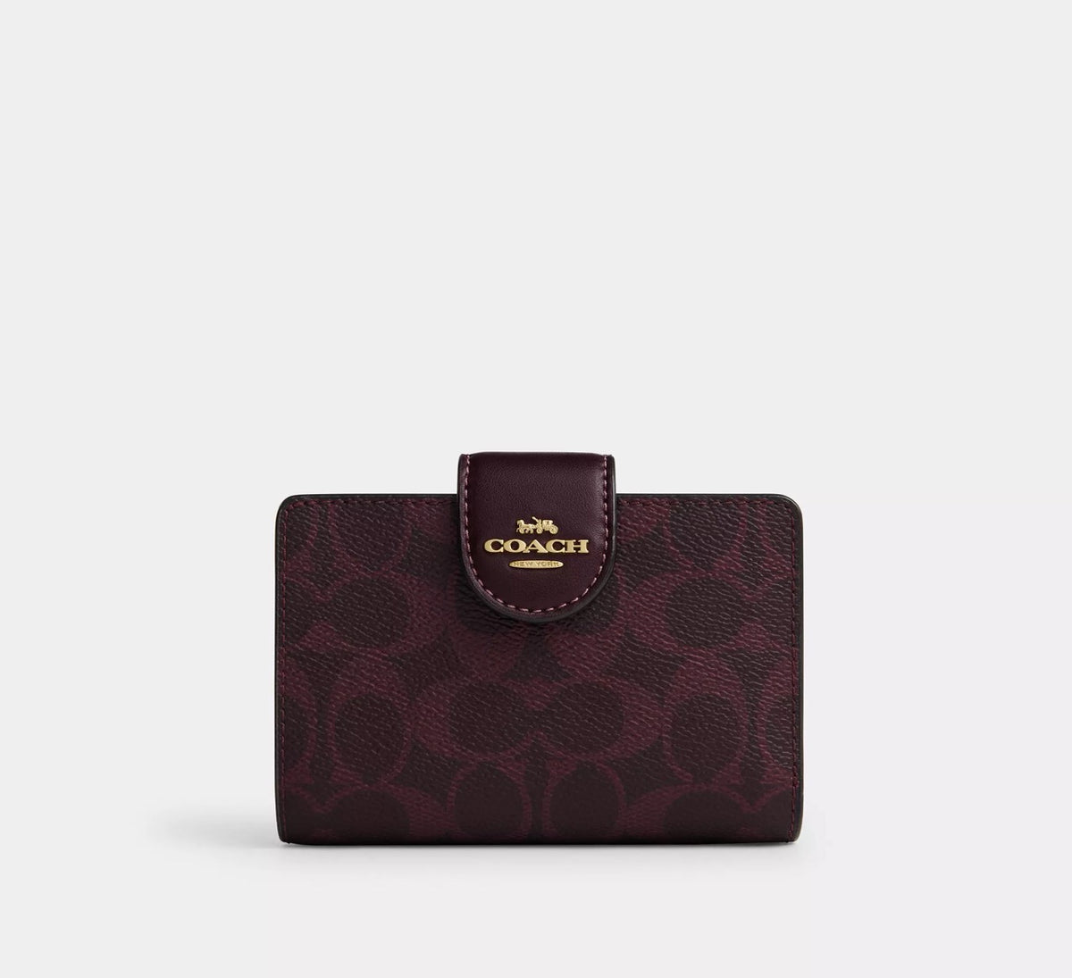 [READY STOCK MY] Coach Medium Corner Zip Wallet In Signature Canvas in Black Currant (CW786)