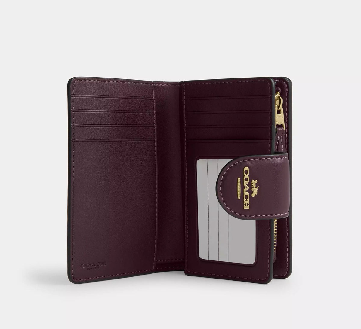 [READY STOCK MY] Coach Medium Corner Zip Wallet In Signature Canvas in Black Currant (CW786)