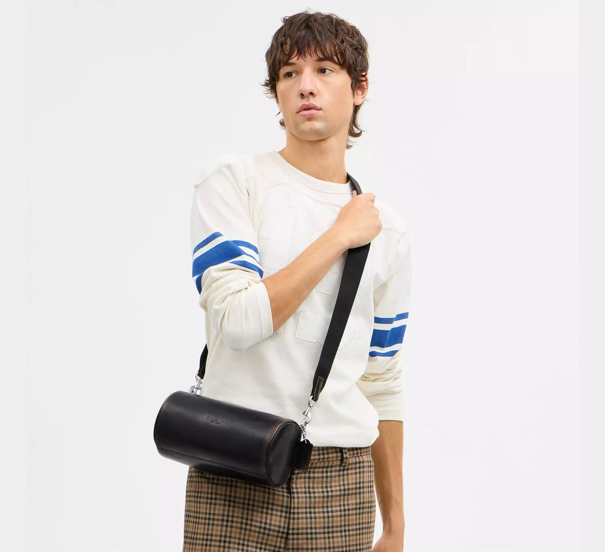 [WEB EXCLUSIVE][READY STOCK MY] Coach Men Andre Barrel Bag 24 In Loved Leather in Black Brown (CET87)