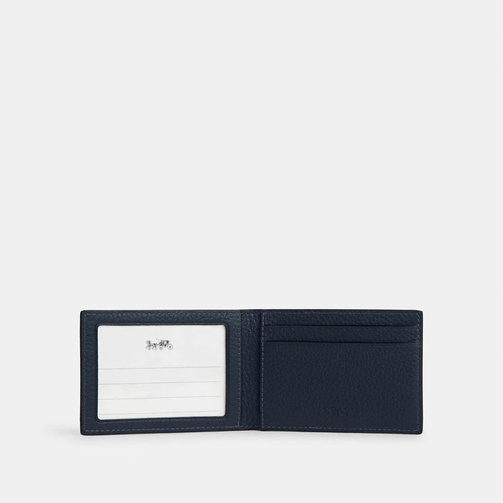 [READY STOCK MY] COACH Men Compact Billfold Wallet in Midnight Navy (CM167)