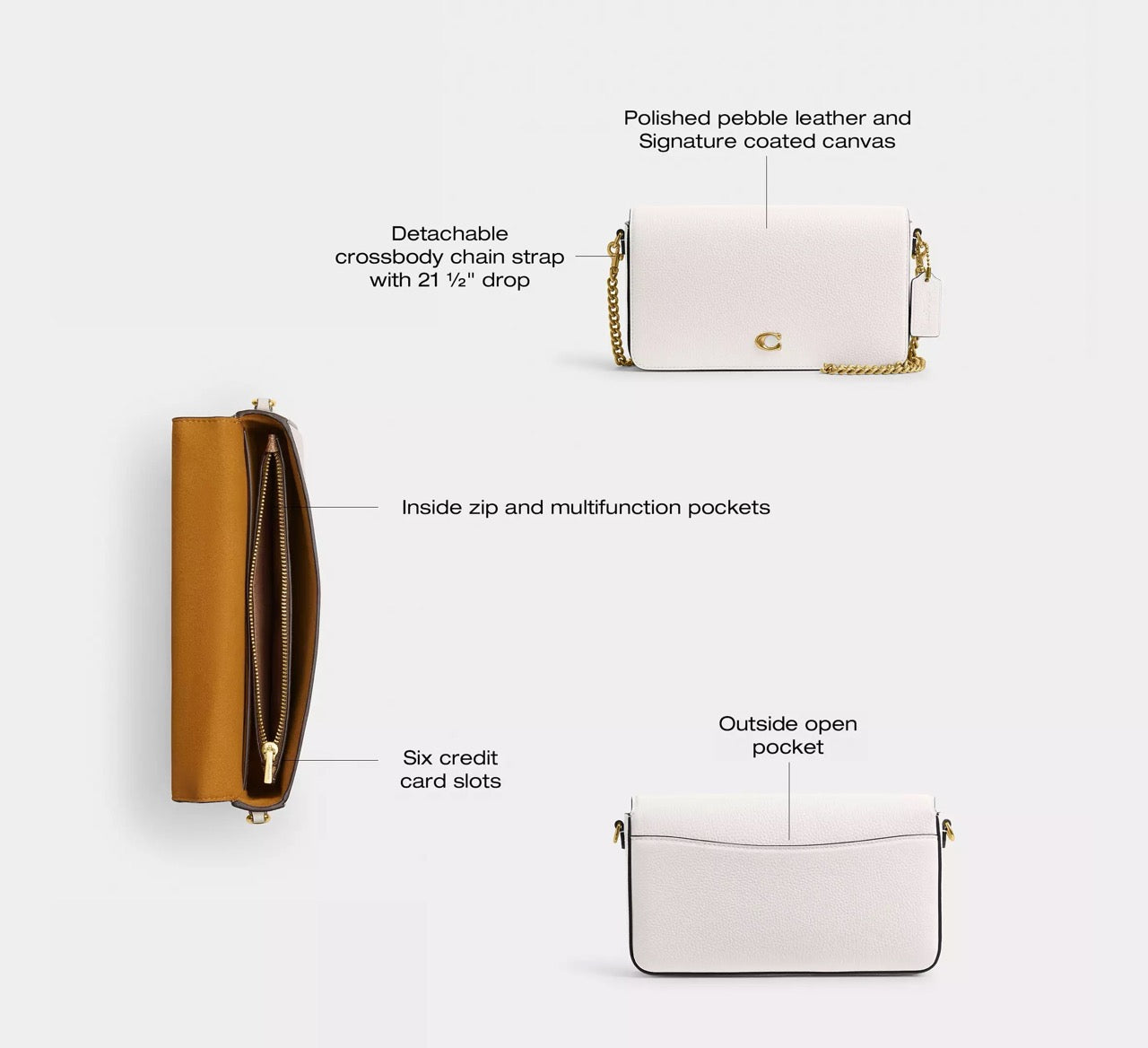 [WEB EXCLUSIVE][READY STOCK MY] Coach Mila Crossbody Bag With Signature Canvas in Chalk (CAO01)