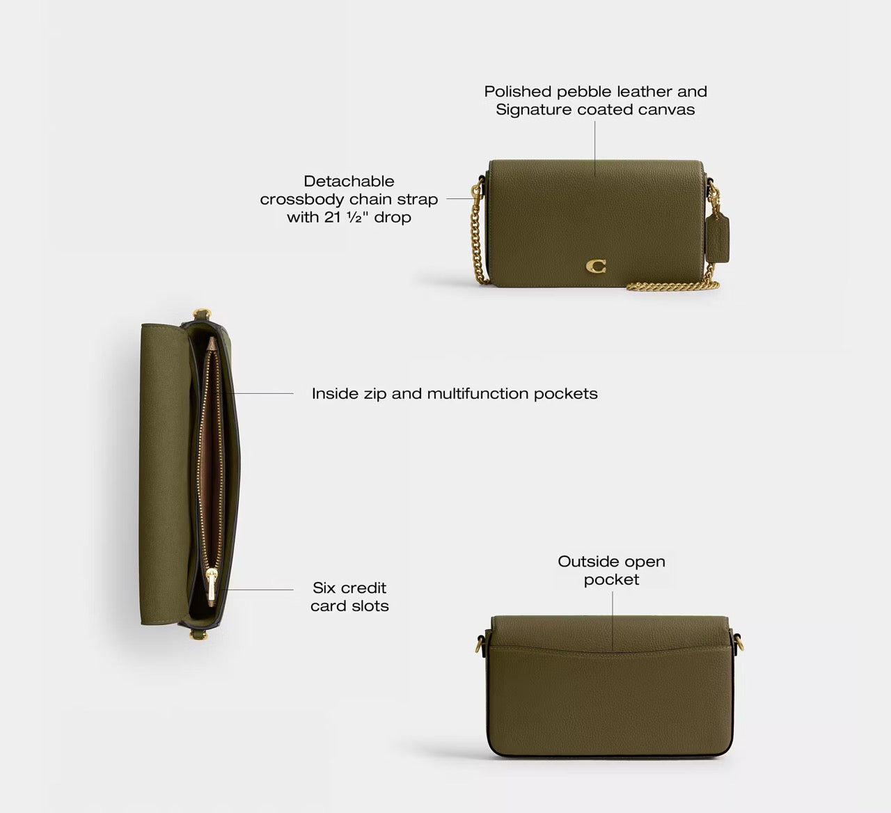 [WEB EXCLUSIVE][READY STOCK MY] Coach Mila Crossbody Bag With Signature Canvas in Olive (CAO01)