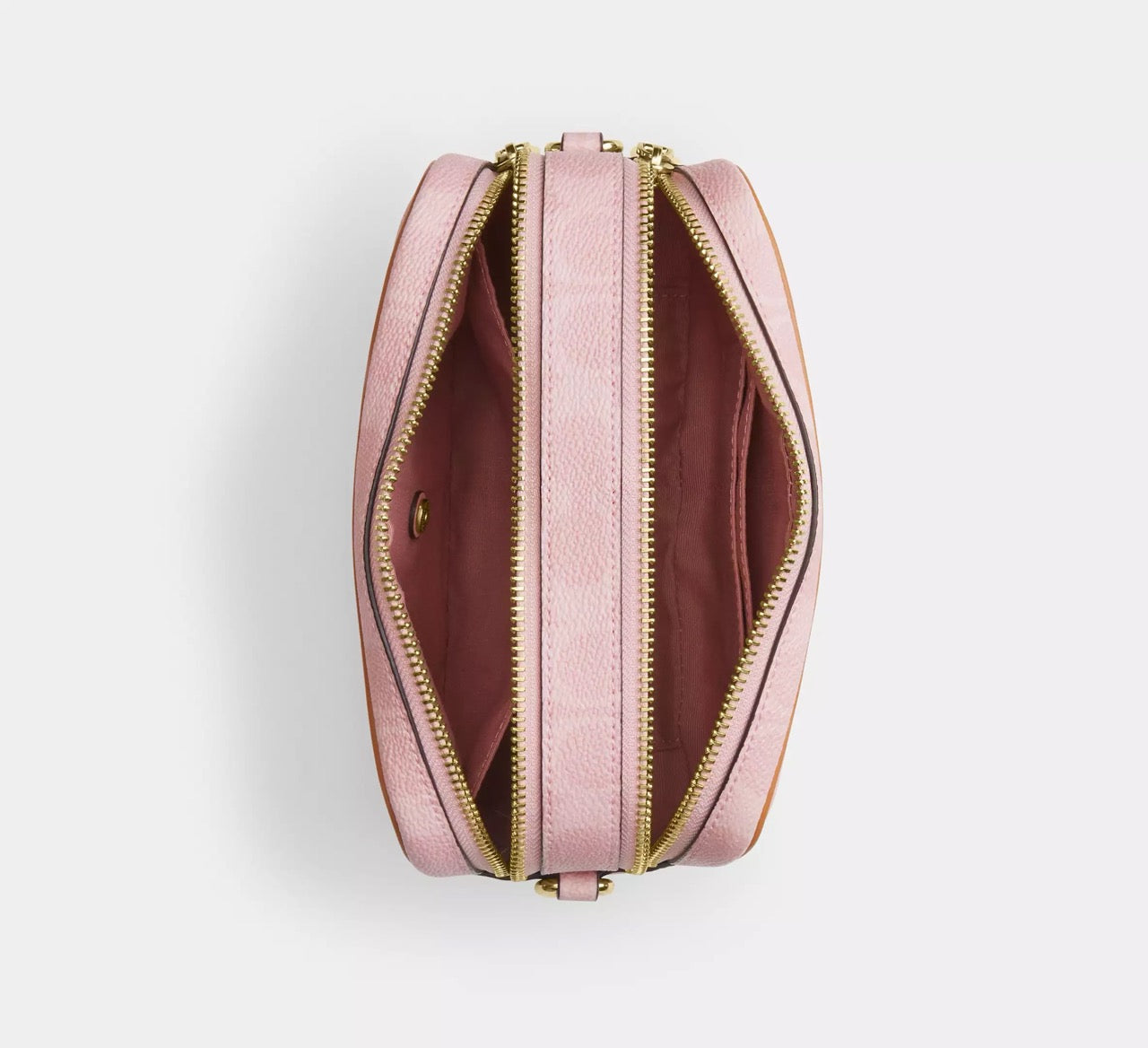 [READY STOCK MY] Coach Mini Carey Crossbody Bag In Signature Canvas With Charms in Powder Pink (CEK74)