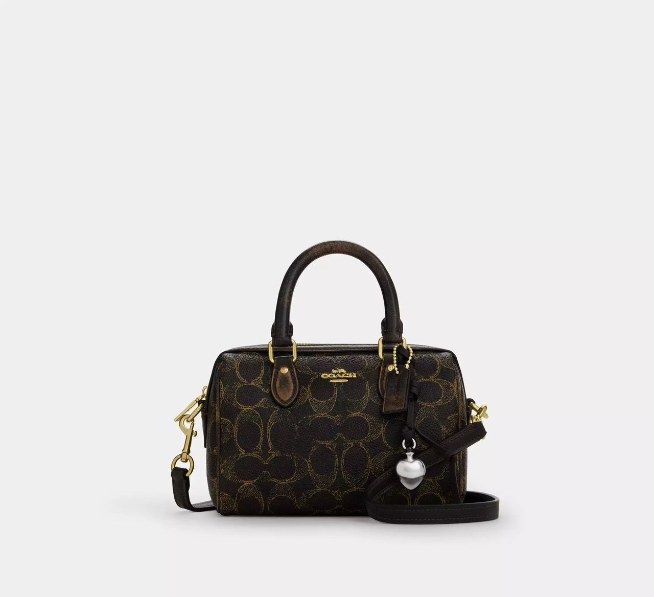 [READY STOCK MY] COACH Mini Rowan Crossbody Bag In Loved Signature Canvas With Charms in Brown (CDY29)