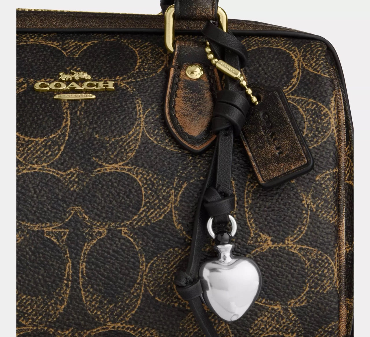 [READY STOCK MY] COACH Mini Rowan Crossbody Bag In Loved Signature Canvas With Charms in Brown (CDY29)