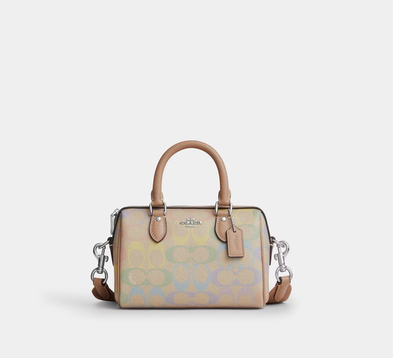 [READY STOCK MY] COACH Mini Rowan Crossbody Bag In Rainbow Signature Canvas in Sand Multi (CDC39)
