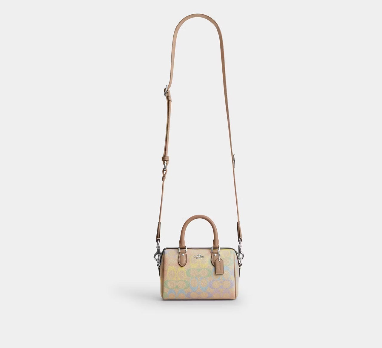 [READY STOCK MY] COACH Mini Rowan Crossbody Bag In Rainbow Signature Canvas in Sand Multi (CDC39)