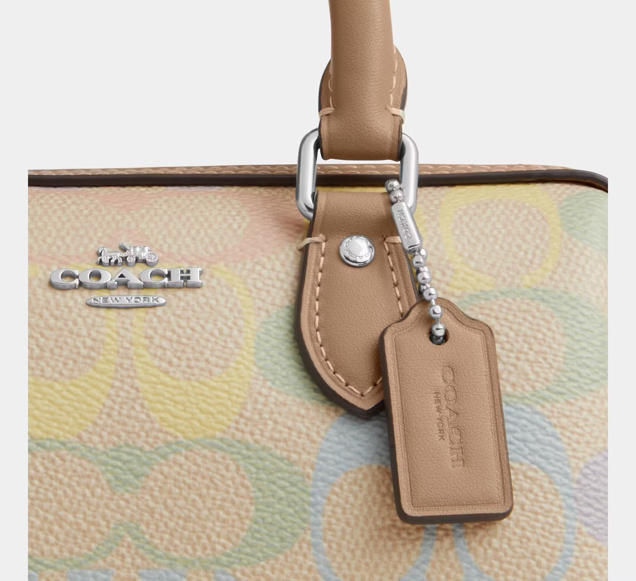 [READY STOCK MY] COACH Mini Rowan Crossbody Bag In Rainbow Signature Canvas in Sand Multi (CDC39)