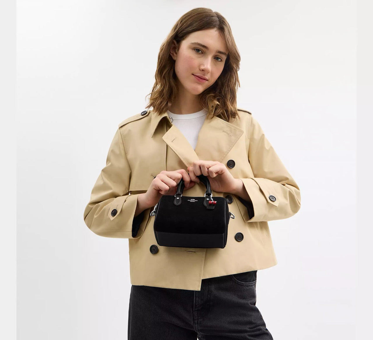 [READY STOCK MY] Coach Mini Rowan Crossbody Bag With Cherry Charm in Black (CDC93)