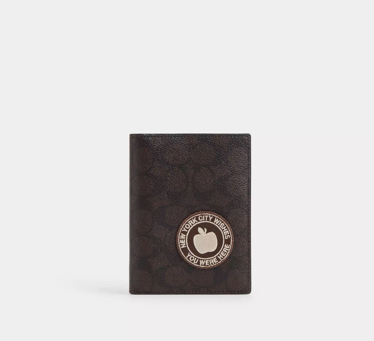 [WEB EXCLUSIVE][READY STOCK MY] Coach Passport Card Case In Signature Canvas With Patches in Walnut/Black (CFR97)
