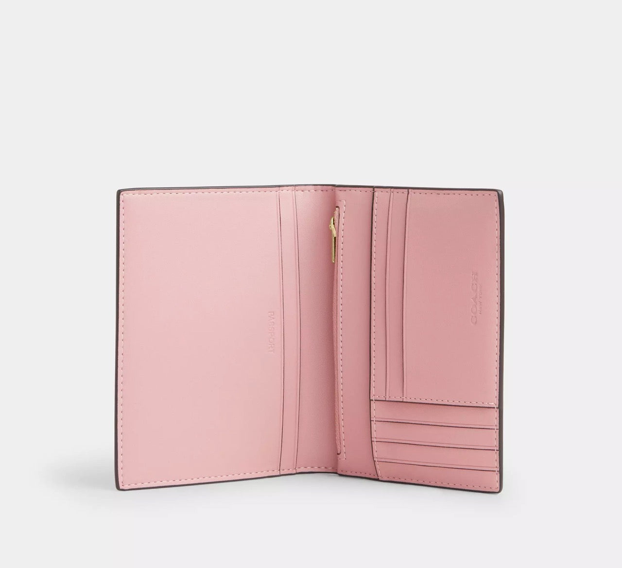 [READY STOCK MY] COACH Passport Card Case In Signature Canvas in Powder Pink (CW170)