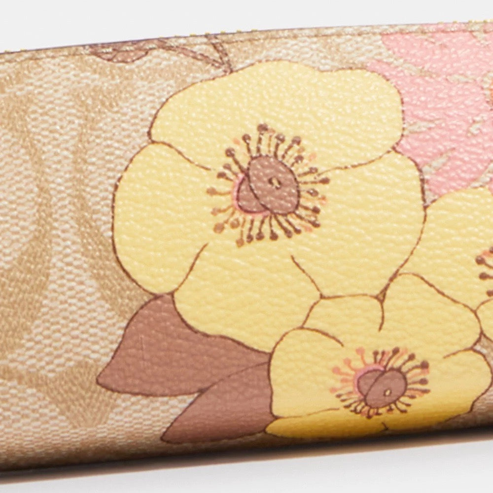 [READY STOCK MY] COACH Pencil Case in Signature Canvas With Floral Cluster Print in Light Khaki Multi (CI022)