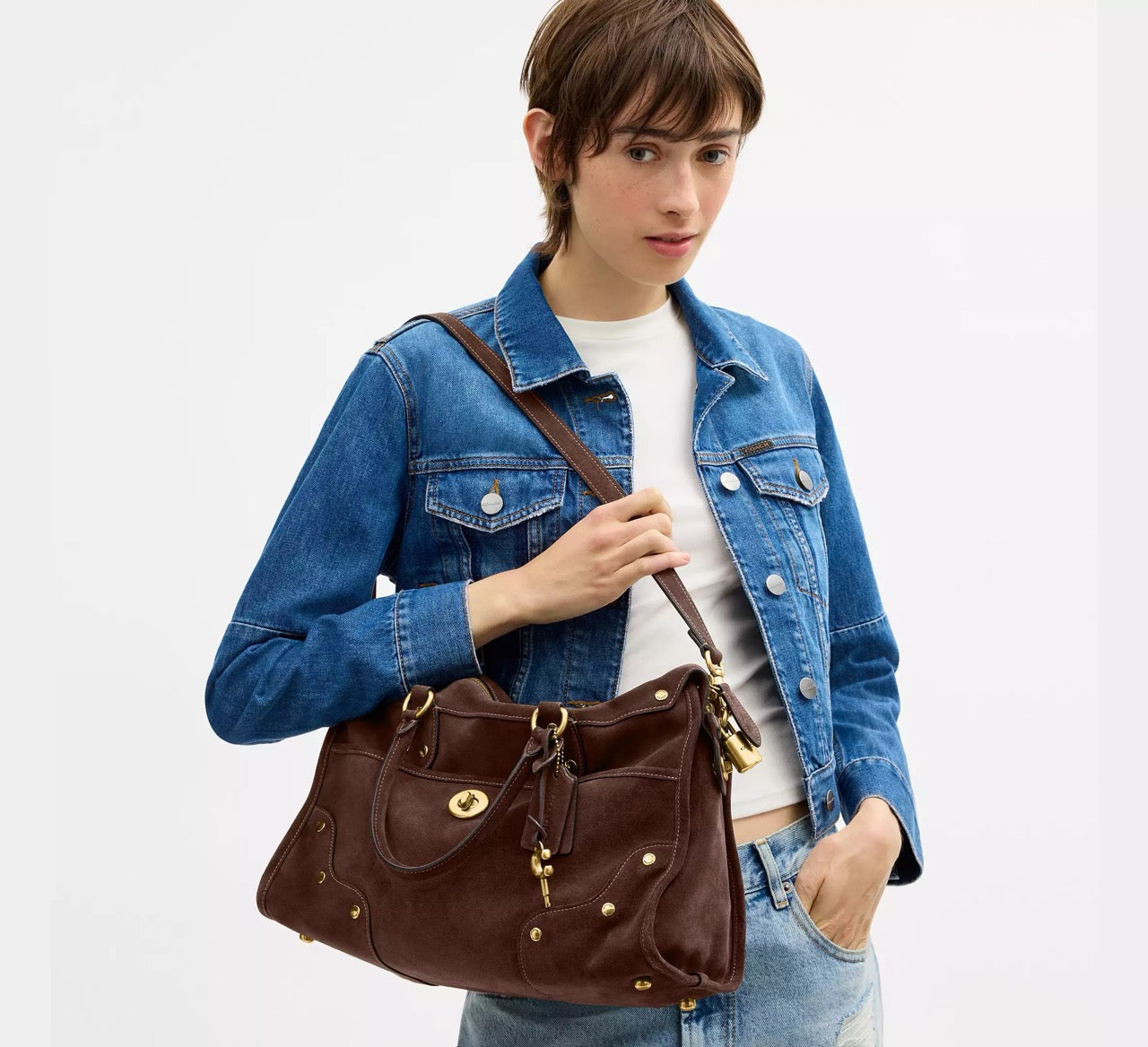 [READY STOCK MY] Coach Rhyder Satchel Bag 38 in Dark Chocolate (CFN68)
