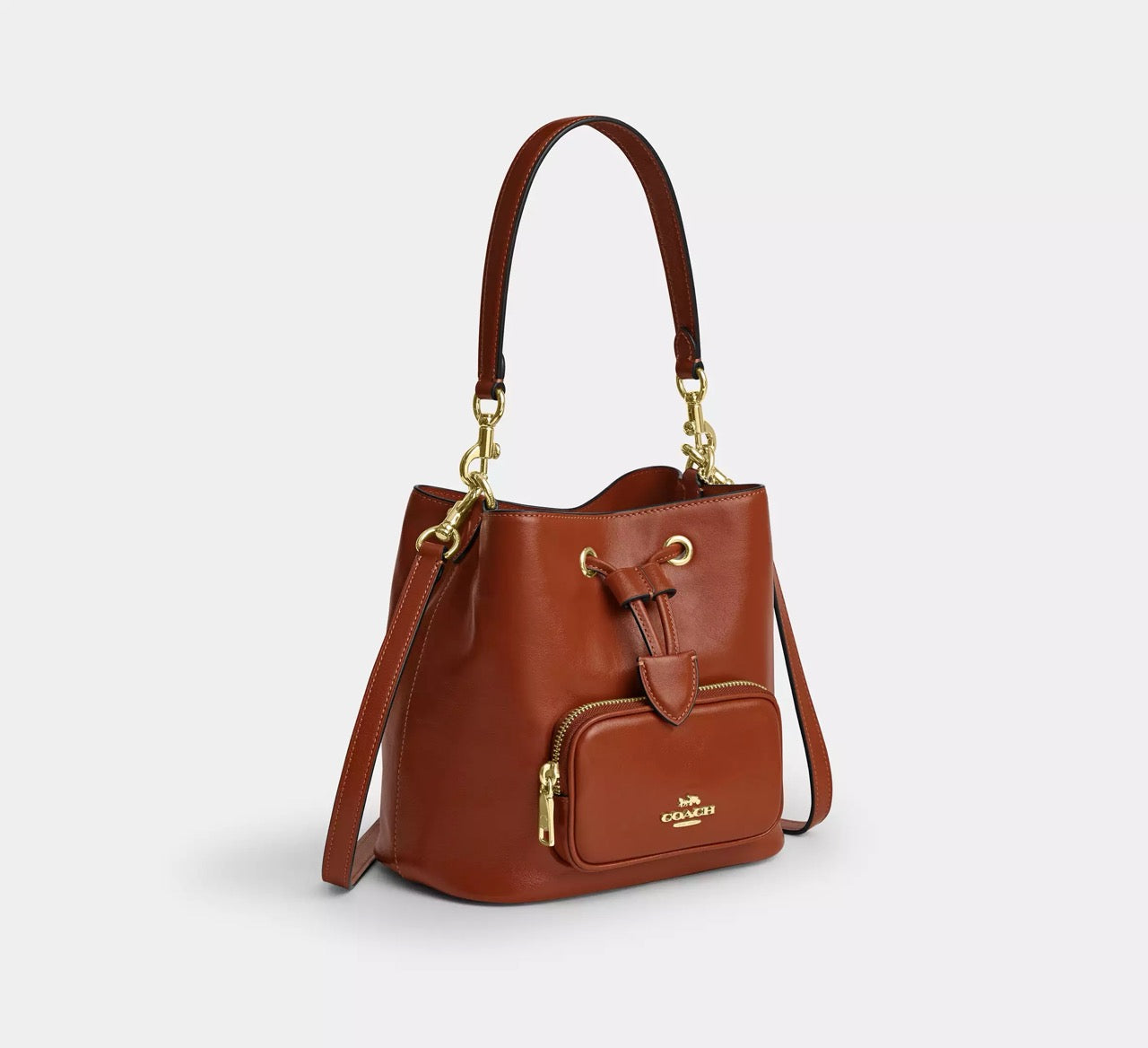 [WEB EXCLUSIVE][READY STOCK MY] Coach Rowan Bucket Bag With Pocket in Cinnamon (CES95)