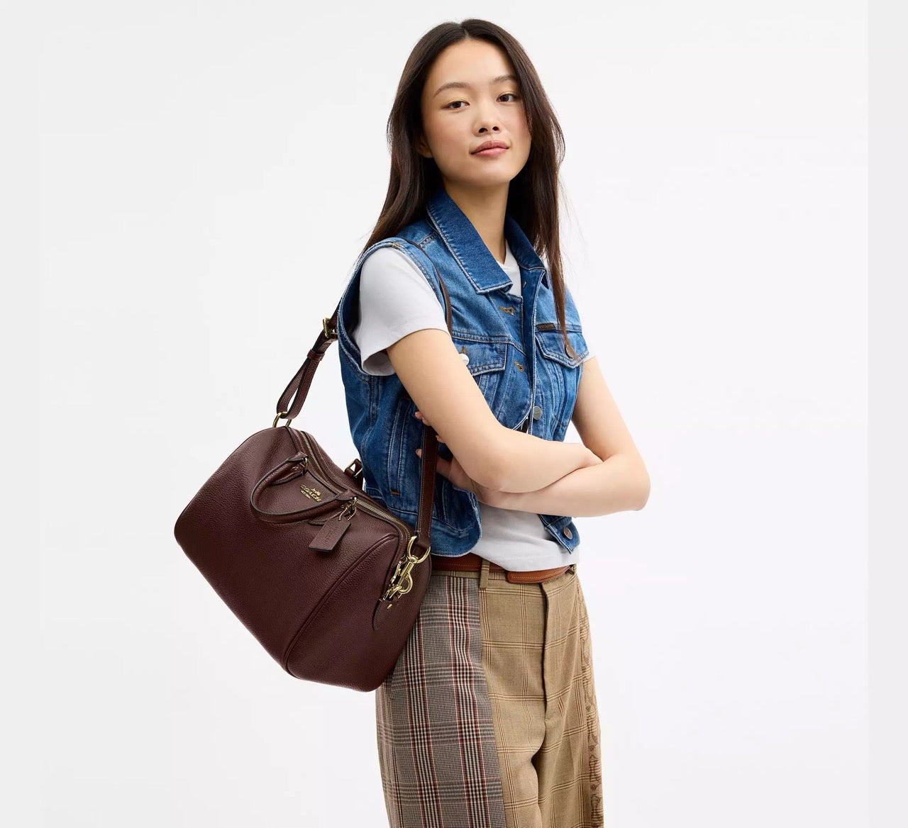 [READY STOCK MY] COACH Rowan Large Satchel Bag in Maple (CES11)