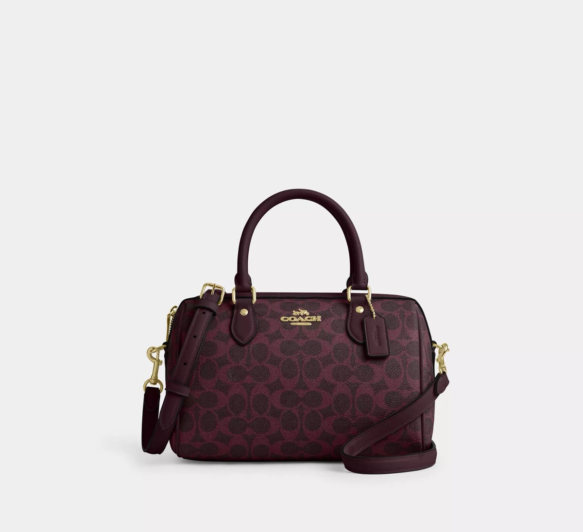 [INCOMING ETA 30 DAYS] Coach Rowan Satchel Bag In Signature Canvas in Black Currant (CV961)