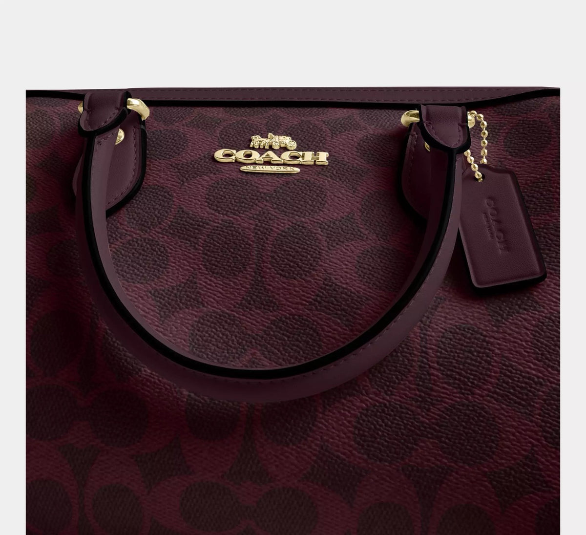 [INCOMING ETA 30 DAYS] Coach Rowan Satchel Bag In Signature Canvas in Black Currant (CV961)