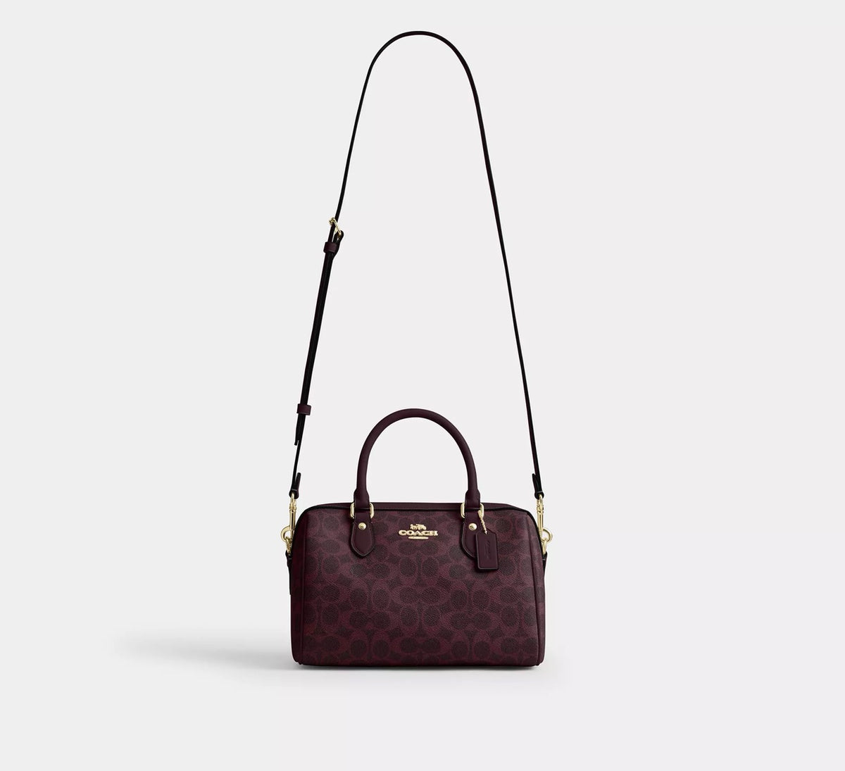 [INCOMING ETA 30 DAYS] Coach Rowan Satchel Bag In Signature Canvas in Black Currant (CV961)
