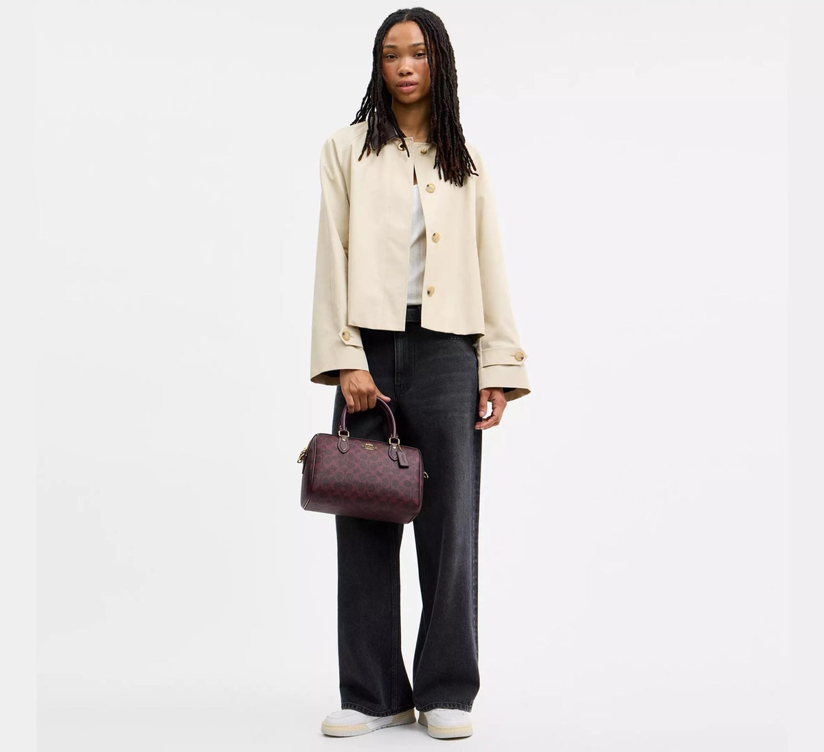 [INCOMING ETA 30 DAYS] Coach Rowan Satchel Bag In Signature Canvas in Black Currant (CV961)