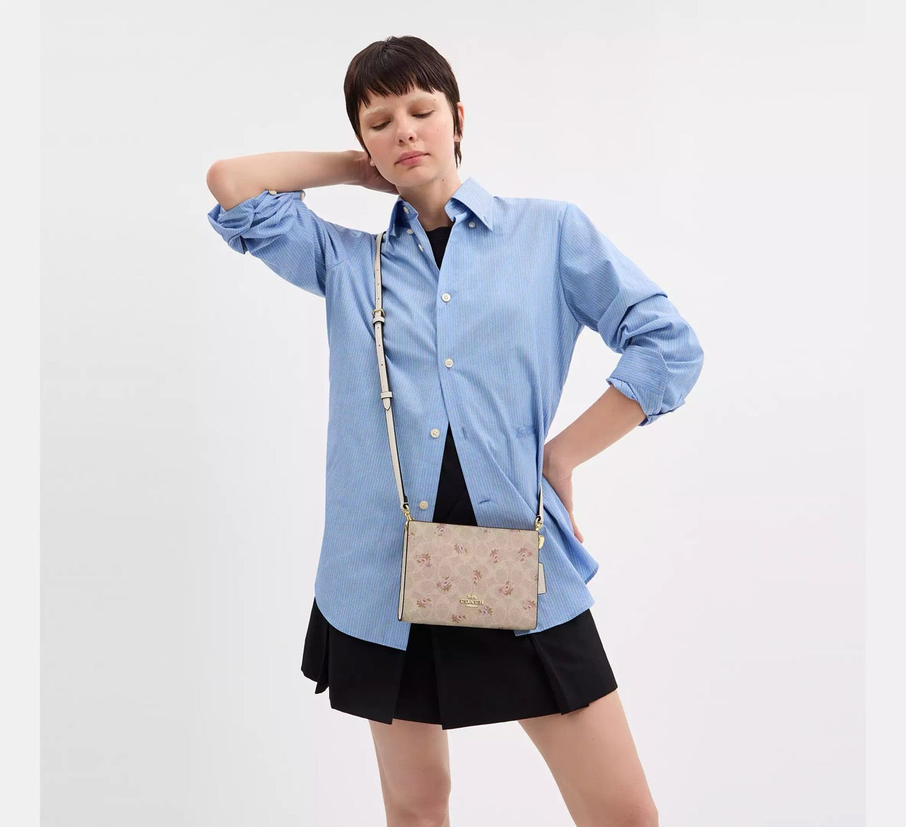 [READY STOCK MY] COACH Slim Crossbody Bag In Signature Canvas With Floral Print in Sand Multi (CBA71)