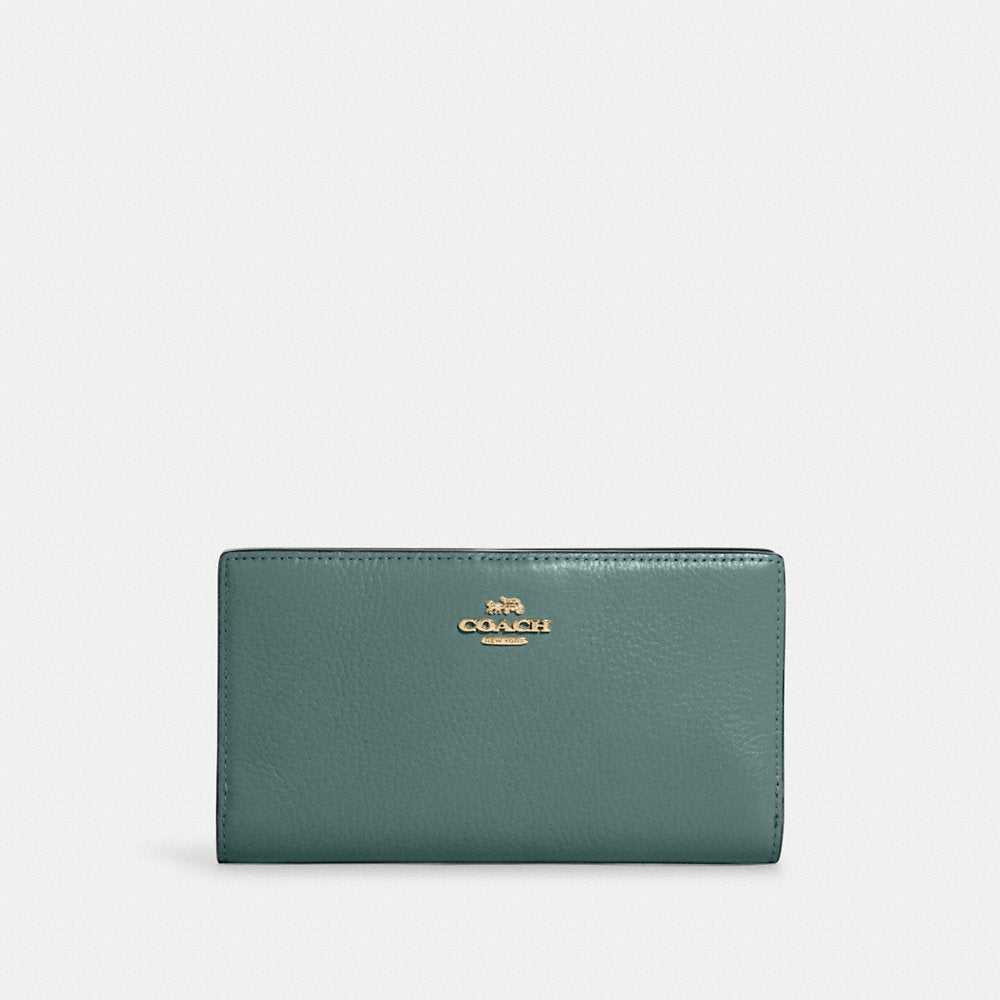 C0ACH Slim Zip Wallet in Marine (C8329)