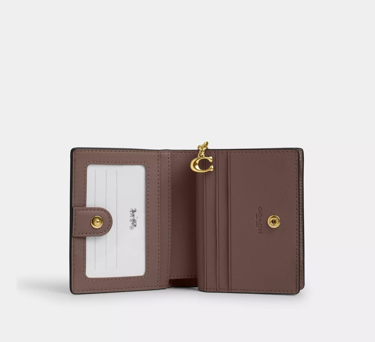[READY STOCK MY] COACH Snap Wallet in Dark Stone (C2862)