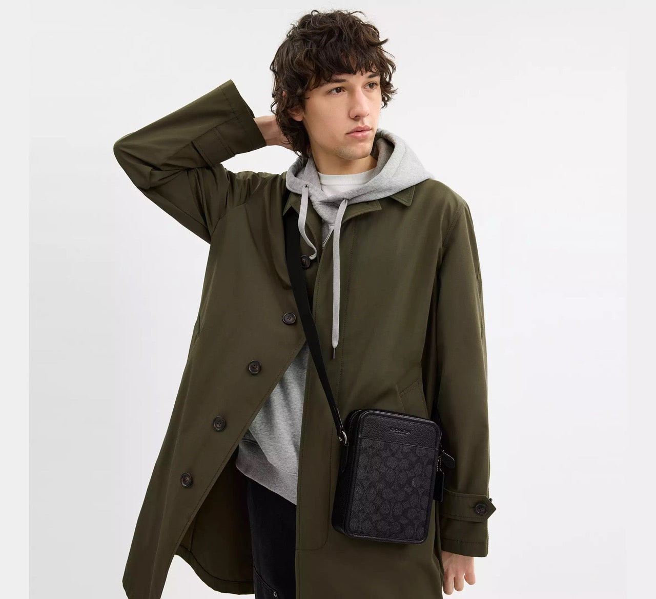 [READY STOCK MY] COACH Men Sullivan Crossbody Bag In Signature Canvas in Charcoal/Black (CAT78)