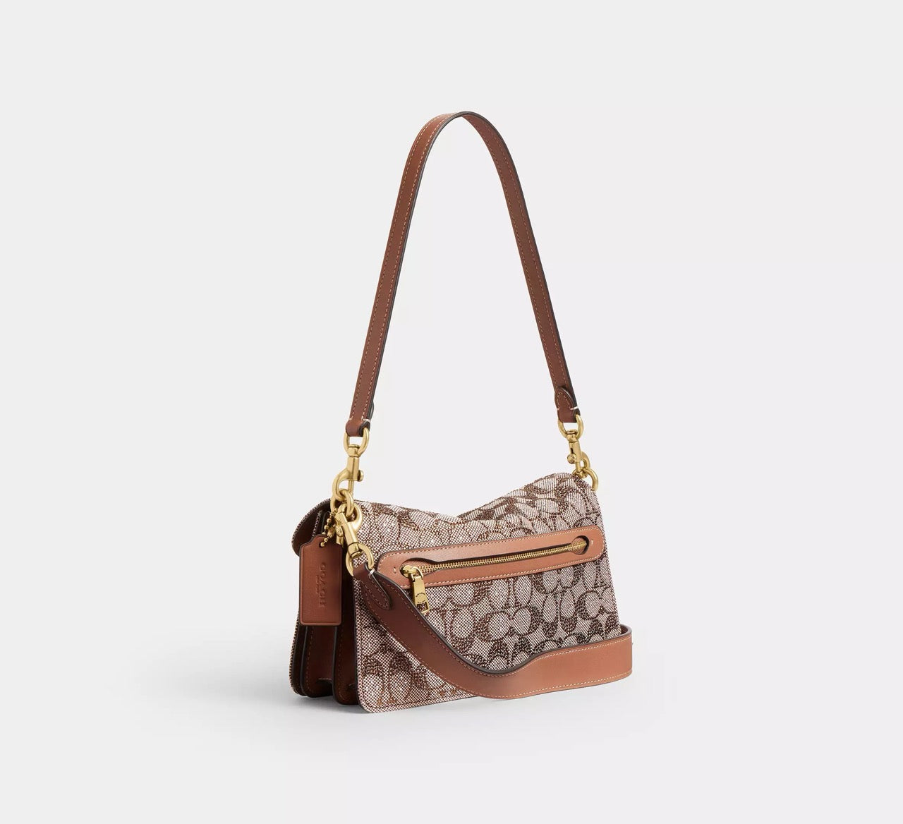 [WEB EXCLUSIVE][READY STOCK MY] Coach Tabby Shoulder Bag 26 In Crystal Signature Jacquard in Mushroom (CDZ34)